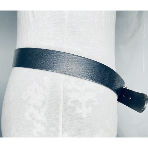 Gap Vintage Leather Belt Distressed Black Metal Loop Size 36 - Picture 3 of 11